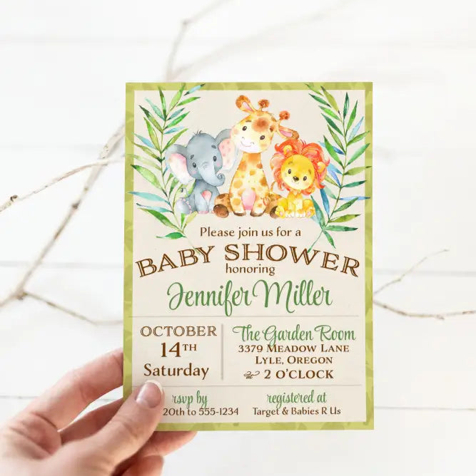 Jungle Baby Shower Invitation - Premium  from Sugar and Spice Invitations - Just $1.95! Shop now at Sugar and Spice Paper