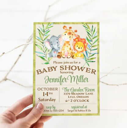 Jungle Baby Shower Invitation - Premium  from Sugar and Spice Invitations - Just $1.95! Shop now at Sugar and Spice Paper