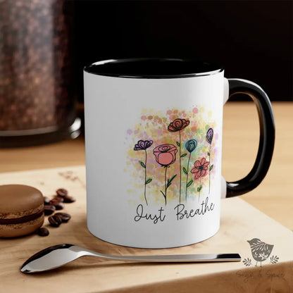Just Breathe Watercolor Flowers Coffee Mug - Premium Mug from Printify - Just $18! Shop now at Sugar and Spice Paper