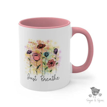 Just Breathe Watercolor Flowers Coffee Mug - Premium Mug from Printify - Just $18! Shop now at Sugar and Spice Paper