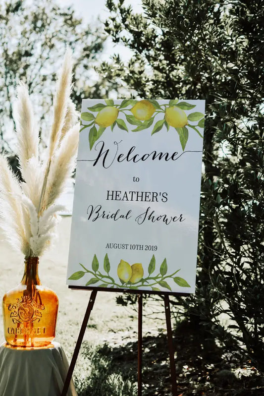 Lemon and Greenery Welcome Sign - Premium  from Sugar and Spice Invitations - Just $35! Shop now at Sugar and Spice Paper