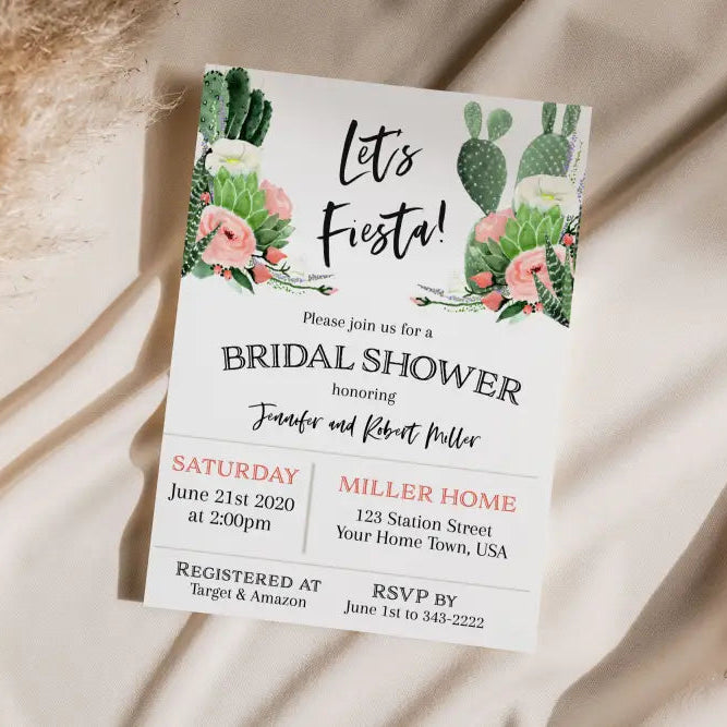 Let's Fiesta Bridal Succulent Shower Invitation 