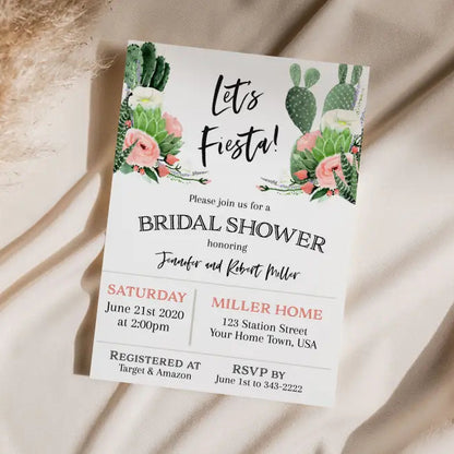 Let's Fiesta Bridal Succulent Shower Invitation 