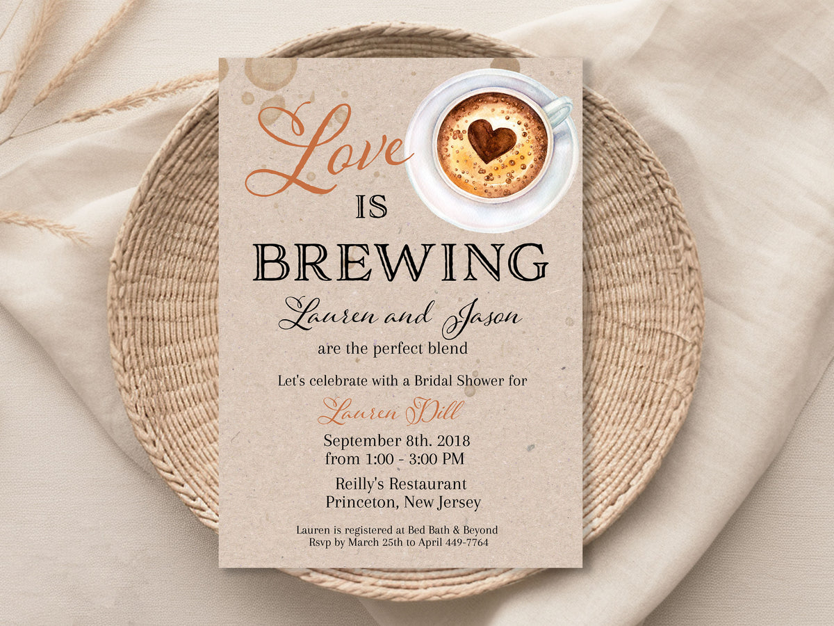 Love is Brewing Bridal Shower Invitation Template Editable Invitation Corjl Digital Download