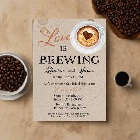 Love is Brewing Bridal Shower Invitation Template Editable Invitation Corjl Digital Download