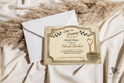 Love is Brewing Coffee Bridal Shower Invitation - Premium  from Sugar and Spice Invitations - Just $1.95! Shop now at Sugar and Spice Paper