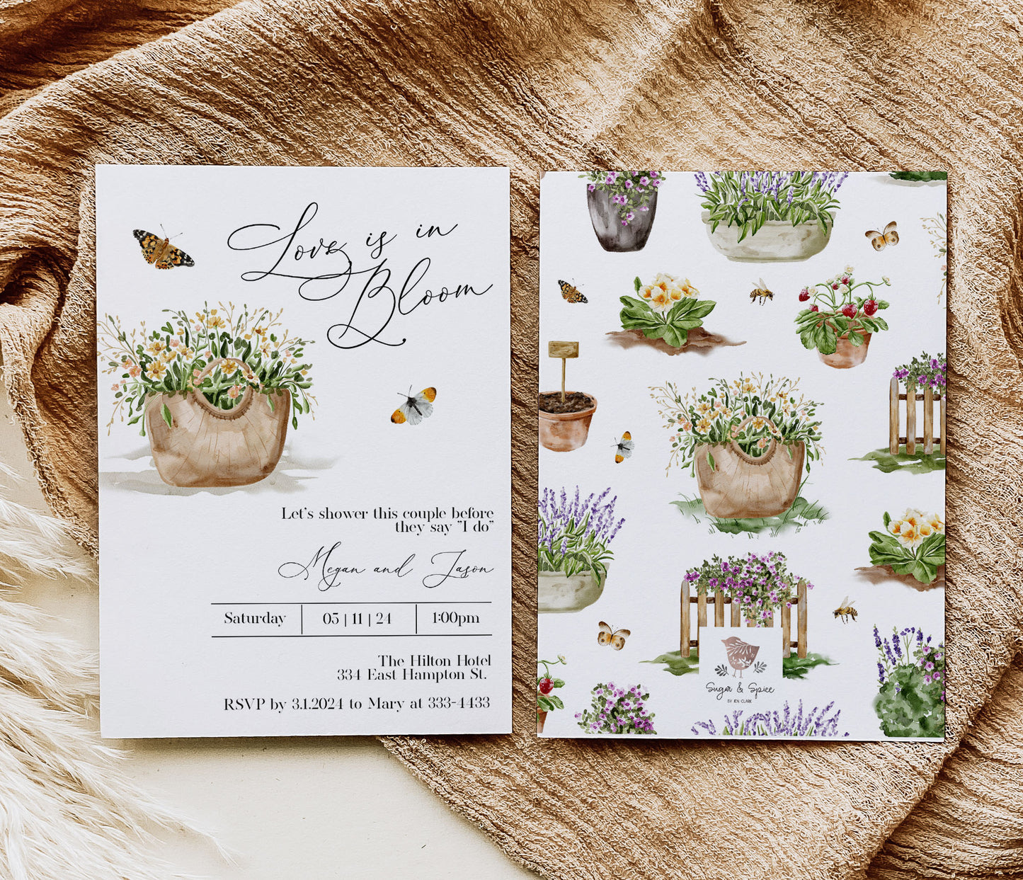Love in Bloom Spring Garden Bridal Shower Invitation