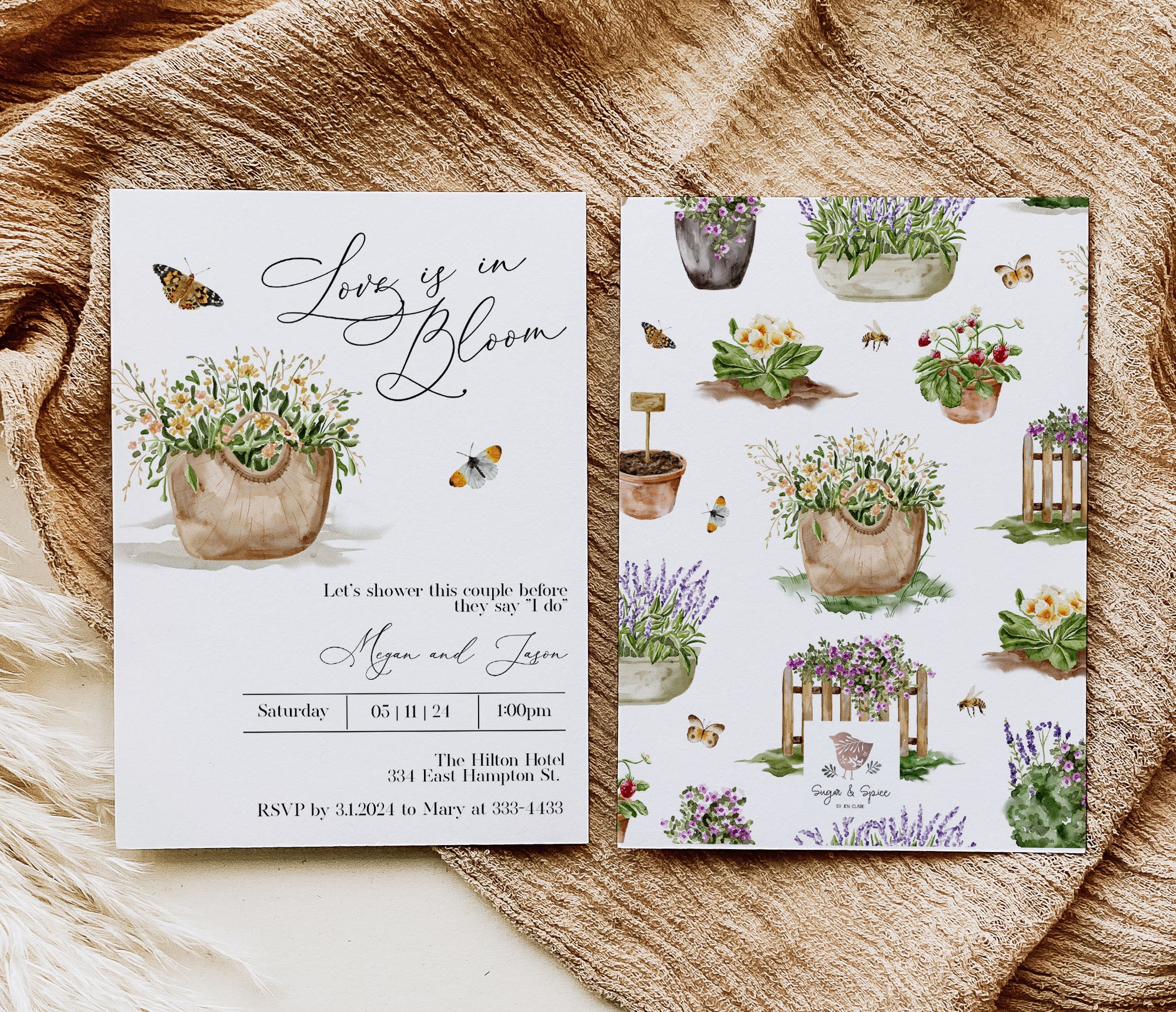 Love in Bloom Spring Garden Bridal Shower Invitation