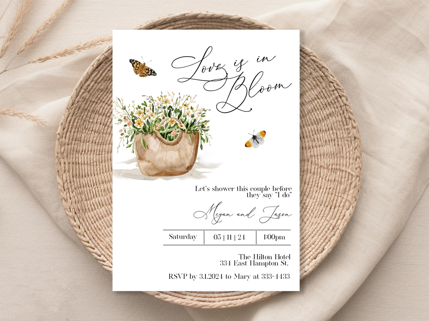 Love in Bloom Spring Garden Bridal Shower Invitation