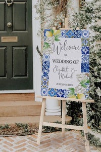 Mediterranean Lemon Blue Tile Welcome Sign - Premium  from Sugar and Spice Invitations - Just $35! Shop now at Sugar and Spice Paper
