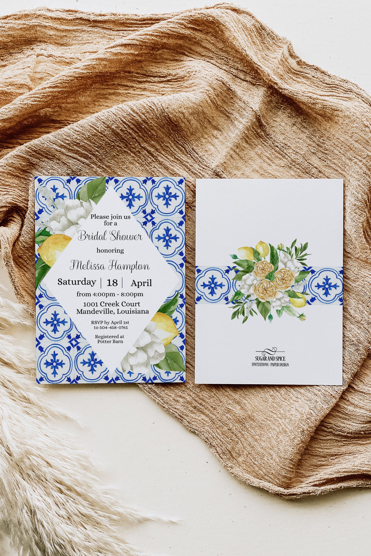 Mediterranean Lemon Bridal Shower Invitation Template Editable Invitation Corjl Digital Download