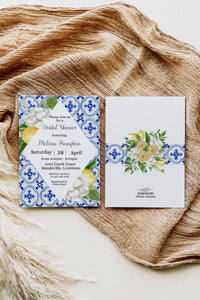 Mediterranean Lemon Bridal Shower Invitation Template Editable Invitation Corjl Digital Download