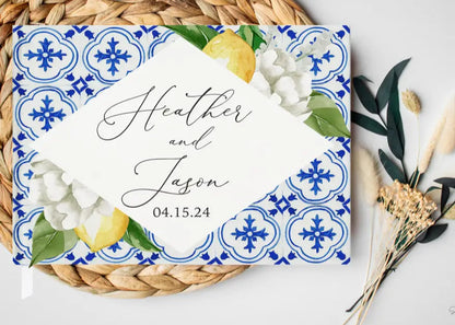 Mediterranean Lemon Wedding Guest Book - Premium  from Sugar and Spice - Just $55! Shop now at Sugar and Spice Paper