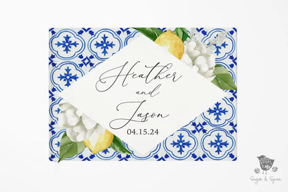 Mediterranean Lemon Wedding Guest Book - Premium  from Sugar and Spice - Just $55! Shop now at Sugar and Spice Paper