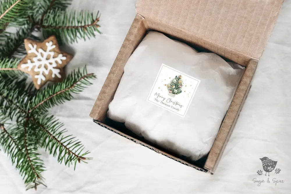 Merry Christmas Square Sticker - Premium  from Sugar and Spice Invitations - Just $8.44! Shop now at Sugar and Spice Paper