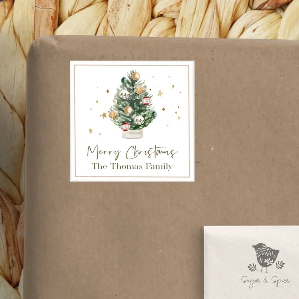 Merry Christmas Square Sticker - Premium  from Sugar and Spice Invitations - Just $8.44! Shop now at Sugar and Spice Paper
