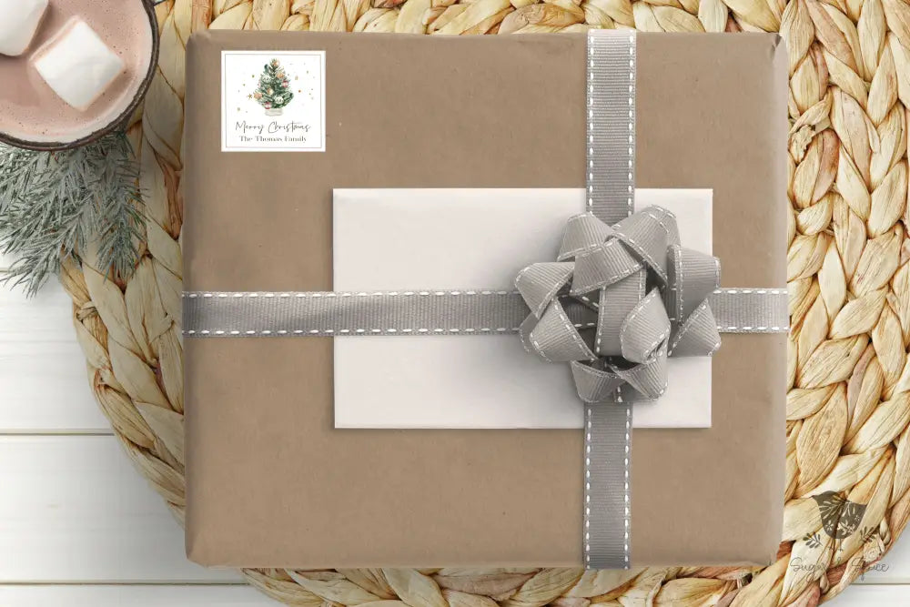 Merry Christmas Square Sticker - Premium  from Sugar and Spice Invitations - Just $8.44! Shop now at Sugar and Spice Paper