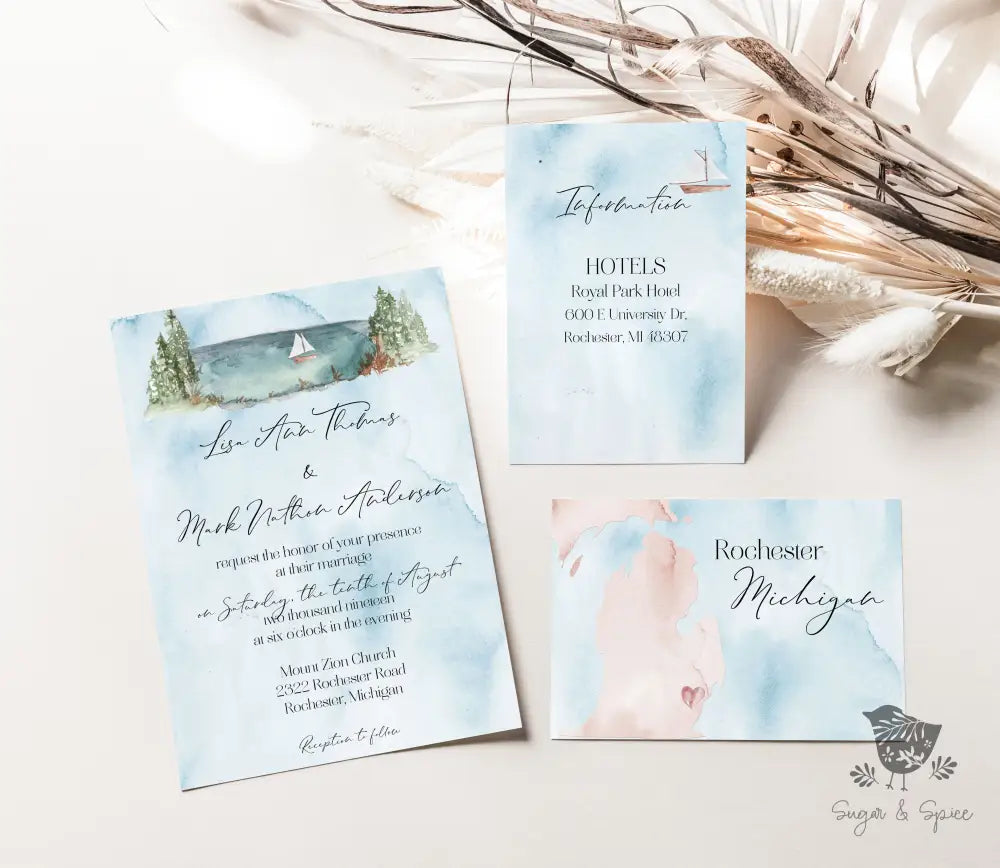 Michigan Wedding Invitation Suite - Premium  from Sugar and Spice Invitations - Just $2.10! Shop now at Sugar and Spice Paper