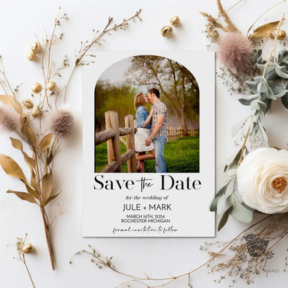 Minimalist Photo Save the Date - Premium Paper & Party Supplies > Paper > Invitations & Announcements > Invitations from Sugar and Spice Invitations - Just $2.50! Shop now at Sugar and Spice Paper