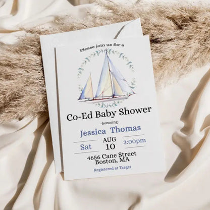 Nautical Sailboat Baby Shower Invitation - Premium  from Sugar and Spice Invitations - Just $1.95! Shop now at Sugar and Spice Paper