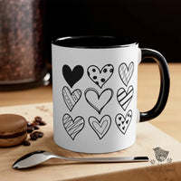 Nine Hand drawn Hearts Coffee Mug - Premium Mug from Printify - Just $18! Shop now at Sugar and Spice Paper
