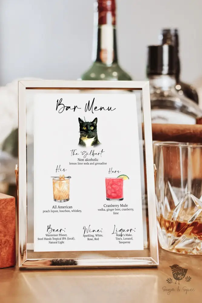 Pet Bar Menu Sign - Premium  from Sugar and Spice Invitations - Just $35! Shop now at Sugar and Spice Paper
