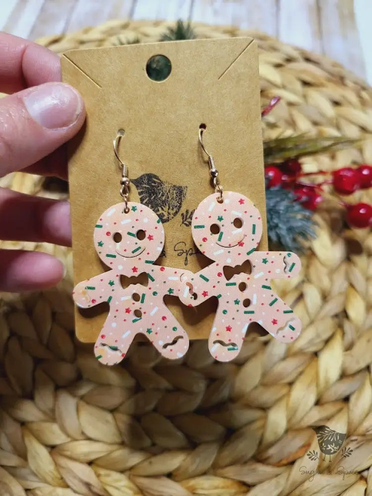 Pink Gingerbread Cookie Christmas Earrings - Premium  from Sugar and Spice Invitations - Just $11.25! Shop now at Sugar and Spice Paper