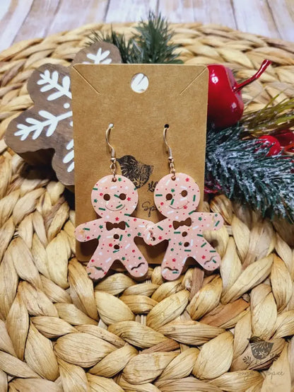 Pink Gingerbread Cookie Christmas Earrings - Premium  from Sugar and Spice Invitations - Just $11.25! Shop now at Sugar and Spice Paper