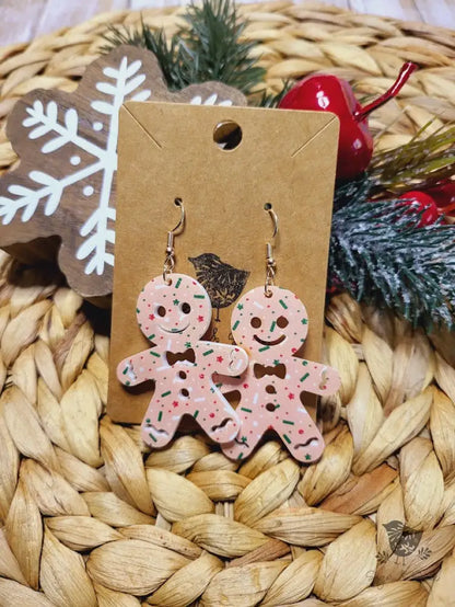 Pink Gingerbread Cookie Christmas Earrings - Premium  from Sugar and Spice Invitations - Just $11.25! Shop now at Sugar and Spice Paper