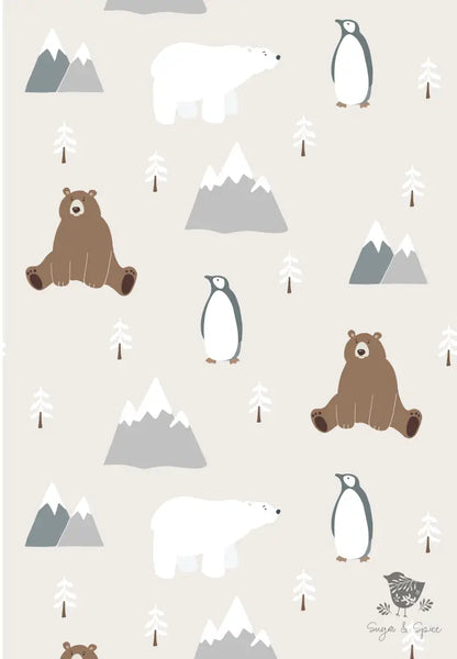 Polar Bear & Penguin Wrapping Paper - Premium Craft Supplies & Tools > Party & Gifting > Packaging & Wrapping from Sugar and Spice Invitations - Just $26.10! Shop now at Sugar and Spice Paper