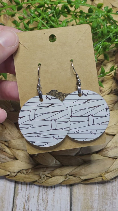 Halloween Mummy Round Earrings