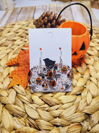 Retro Halloween Acrylic Round Earrings - Premium  from Sugar and Spice Invitations - Just $11.25! Shop now at Sugar and Spice Paper