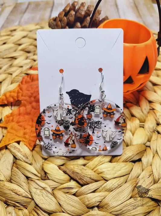 Retro Halloween Acrylic Round Earrings - Premium  from Sugar and Spice Invitations - Just $11.25! Shop now at Sugar and Spice Paper