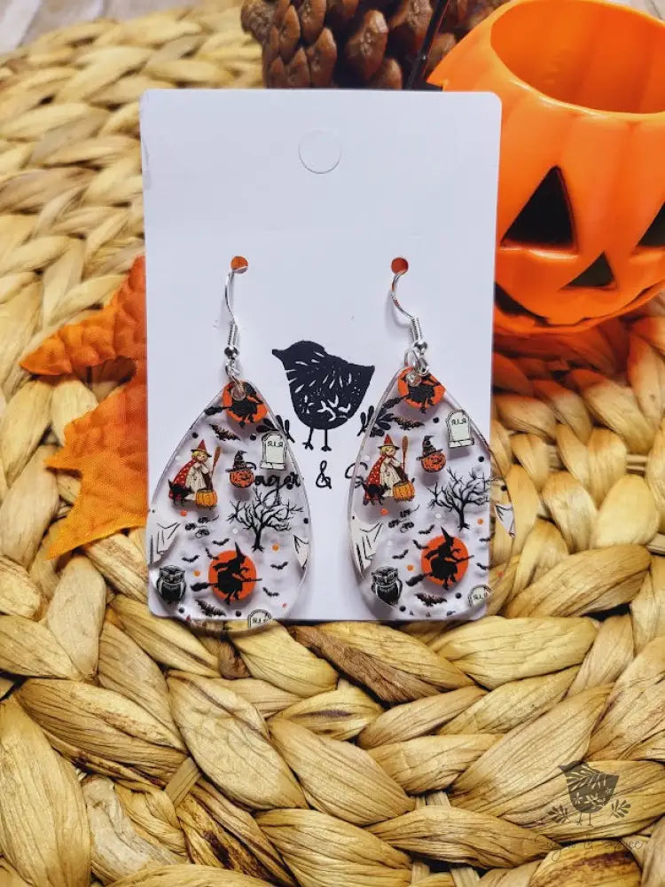 Retro Halloween Acrylic Teardrop Earrings - Premium  from Sugar and Spice Invitations - Just $11.25! Shop now at Sugar and Spice Paper