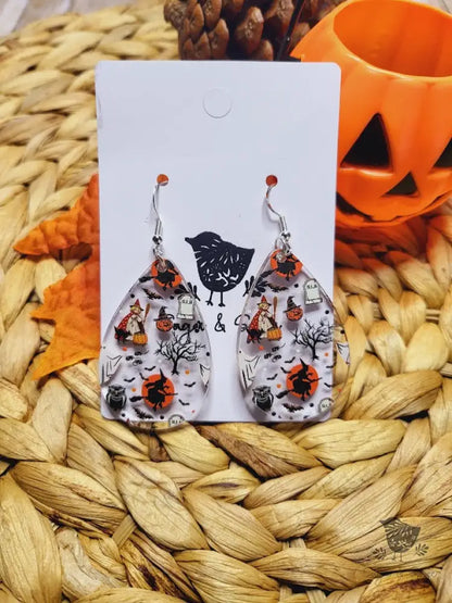 Retro Halloween Acrylic Teardrop Earrings - Premium  from Sugar and Spice Invitations - Just $11.25! Shop now at Sugar and Spice Paper
