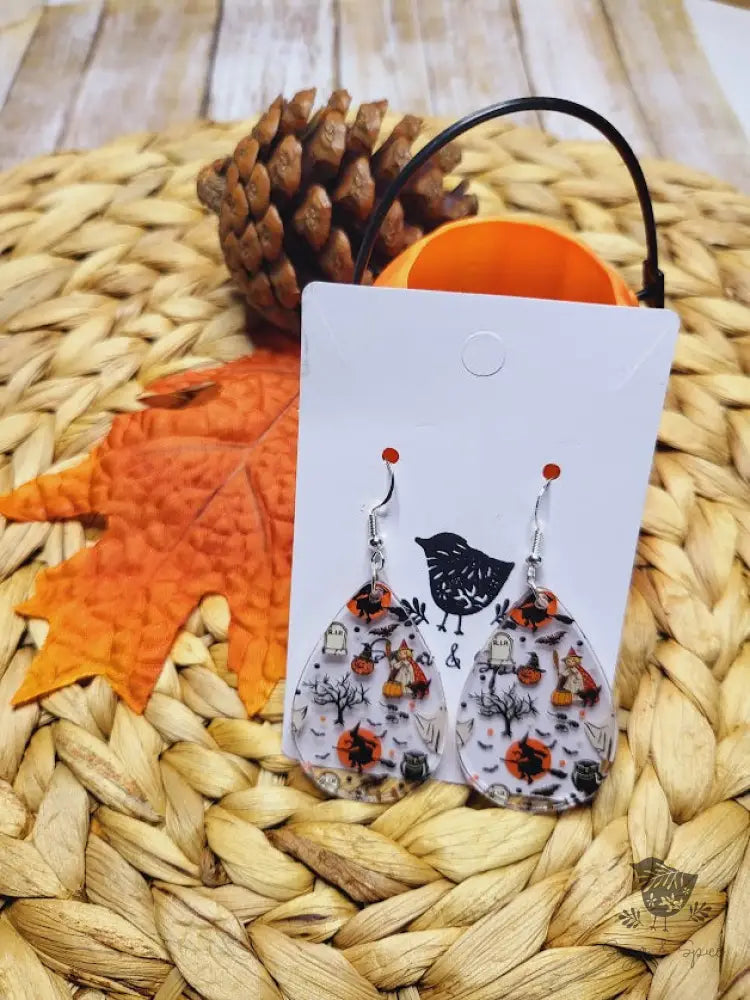 Retro Halloween Acrylic Teardrop Earrings - Premium  from Sugar and Spice Invitations - Just $11.25! Shop now at Sugar and Spice Paper
