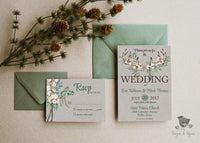 Rustic Boho Cotton and Antlers Wedding Invitation Suite - Premium  from Sugar and Spice Invitations - Just $2.15! Shop now at Sugar and Spice Paper