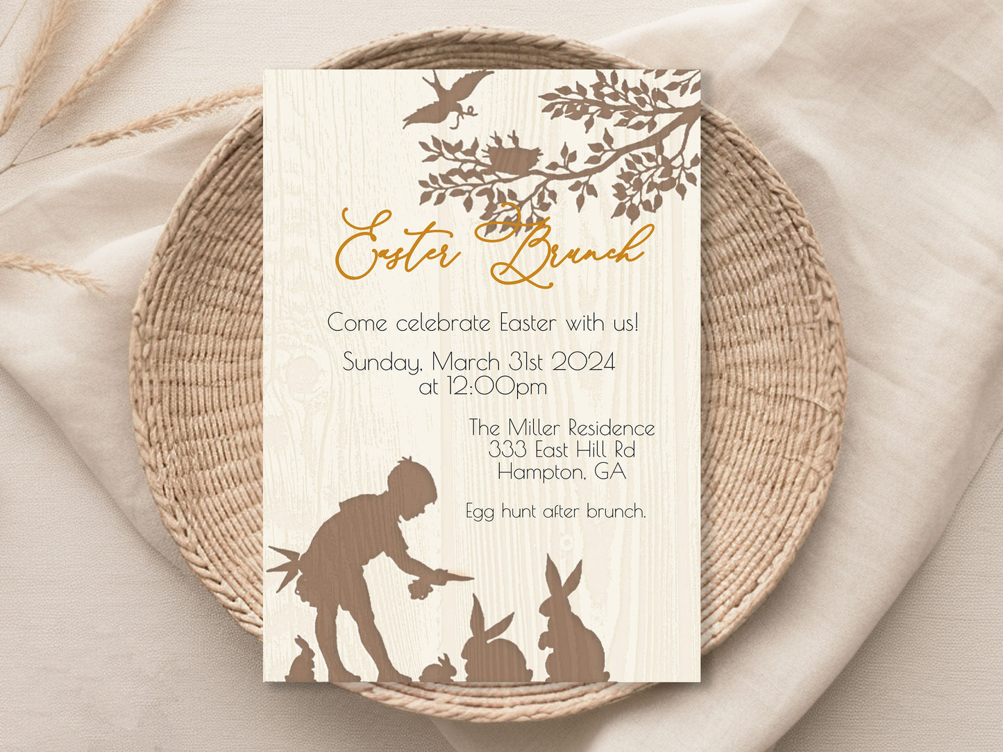 Rustic Brunch Boy Easter Invitation (Digital Download)