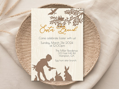Rustic Brunch Boy Easter Invitation (Digital Download)