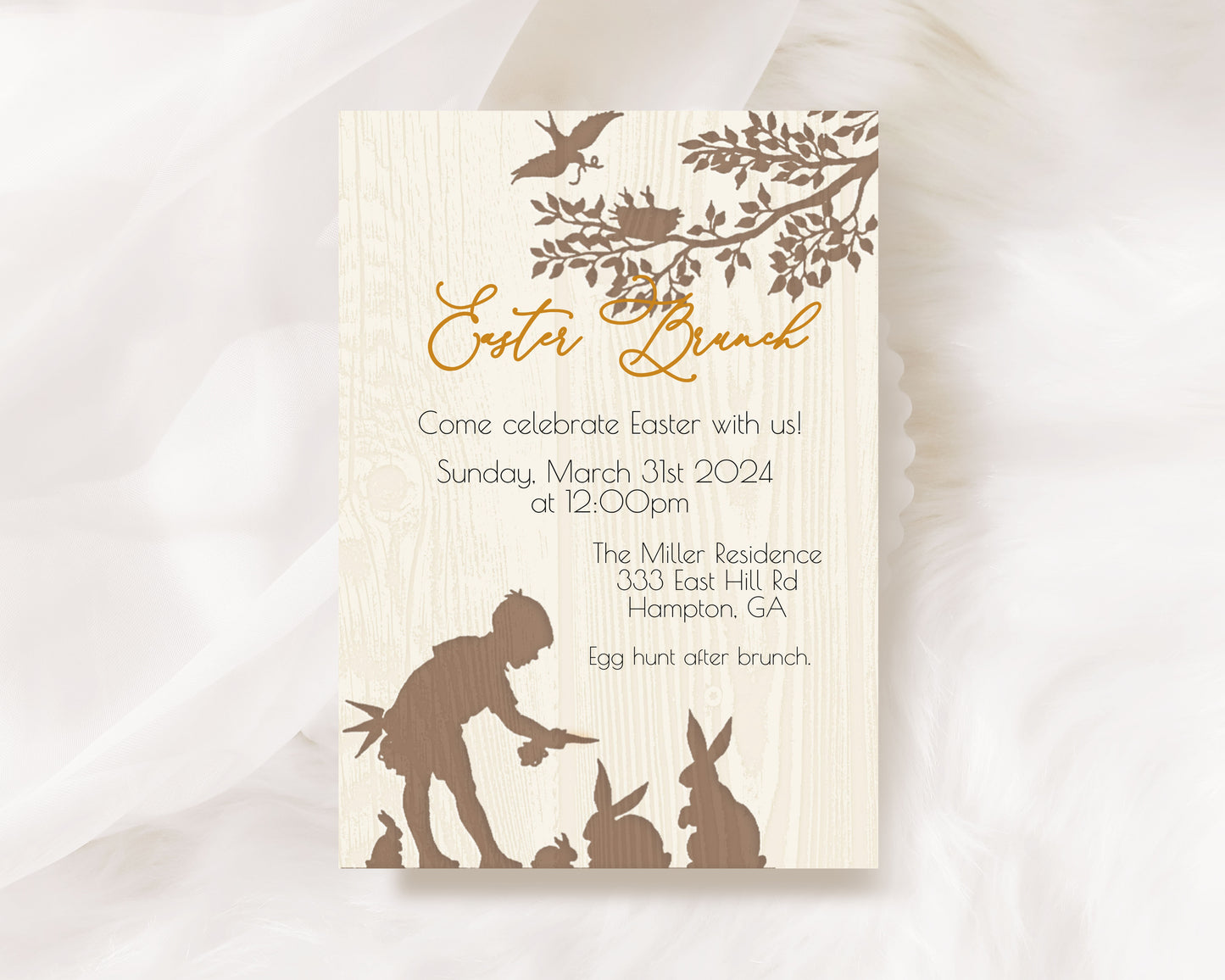 Rustic Brunch Boy Easter Invitation (Digital Download)