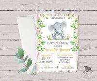 Rustic Elephant Baby Shower Invitation - Premium  from Sugar and Spice Invitations - Just $1.95! Shop now at Sugar and Spice Paper