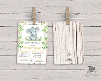Rustic Elephant Baby Shower Invitation - Premium  from Sugar and Spice Invitations - Just $1.95! Shop now at Sugar and Spice Paper