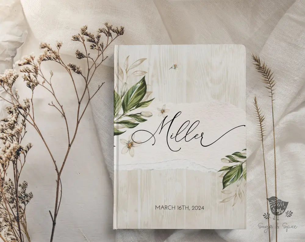 Rustic Greenery & Floral Wedding Guest Book - Premium  from Sugar and Spice - Just $45! Shop now at Sugar and Spice Paper