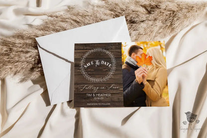 Rustic Photo Fall Save the Date - Premium Paper & Party Supplies > Paper > Invitations & Announcements > Invitations from Sugar and Spice Invitations - Just $2.50! Shop now at Sugar and Spice Paper