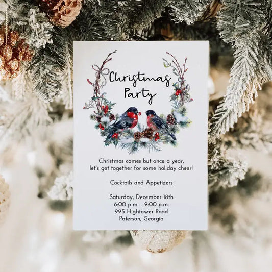 Rustic Wreath Christmas Invitation - Premium Digital File from Sugar and Spice Invitations - Just $2.10! Shop now at Sugar and Spice Paper