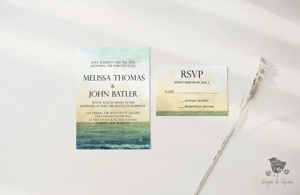 Sandy Beach Wedding Invitation - Premium  from Sugar and Spice Invitations - Just $2.15! Shop now at Sugar and Spice Paper