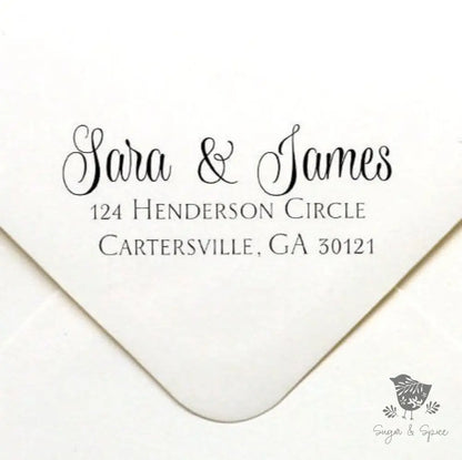 Sara Elegant Address Stamp - Premium Craft Supplies & Tools > Stamps & Seals > Stamps from Sugar and Spice Invitations - Just $28! Shop now at Sugar and Spice Paper