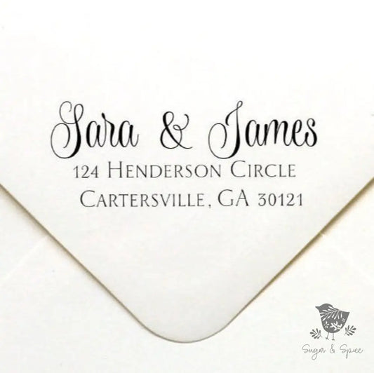 Sara Elegant Address Stamp - Premium Craft Supplies & Tools > Stamps & Seals > Stamps from Sugar and Spice Invitations - Just $28! Shop now at Sugar and Spice Paper