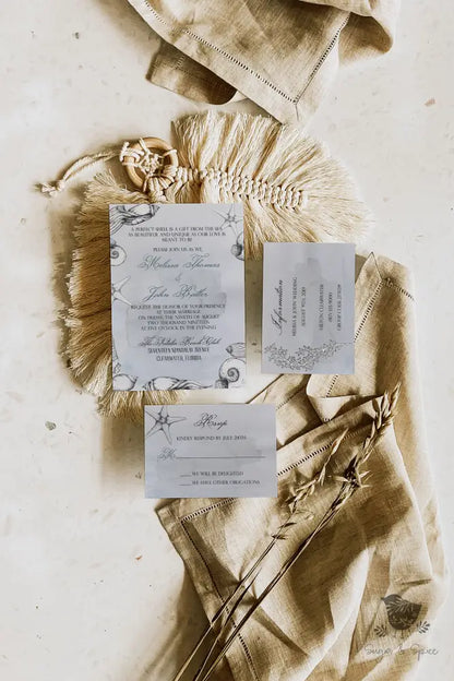 Shell Watercolor Beach Wedding Invitation - Premium  from Sugar and Spice Invitations - Just $2.10! Shop now at Sugar and Spice Paper
