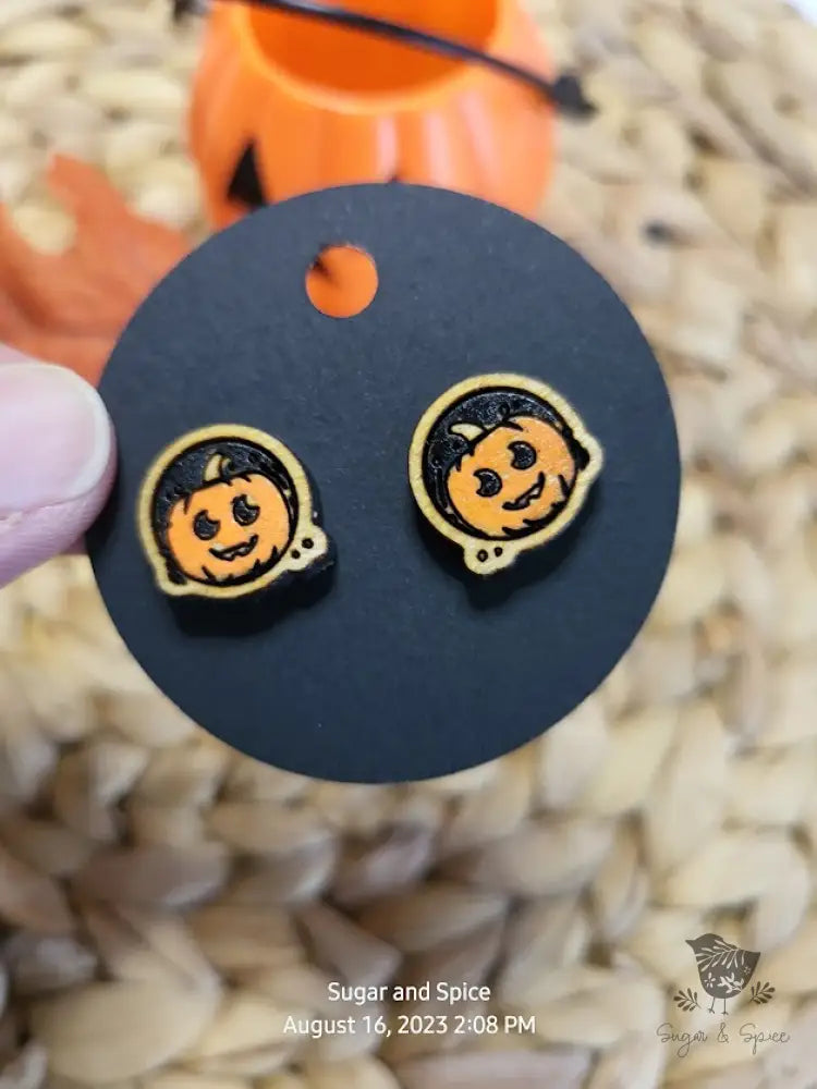 Spooky Pumpkin Halloween Stud Earrings - Premium  from Sugar and Spice Invitations - Just $6! Shop now at Sugar and Spice Paper